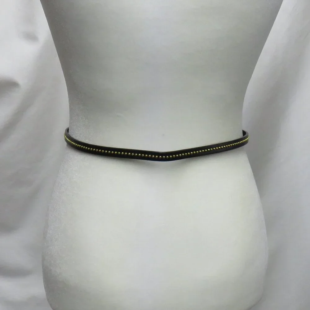 Women's Extra-Skinny Waist Belt with Bow and Gold Studs - Picture 5 of 11
